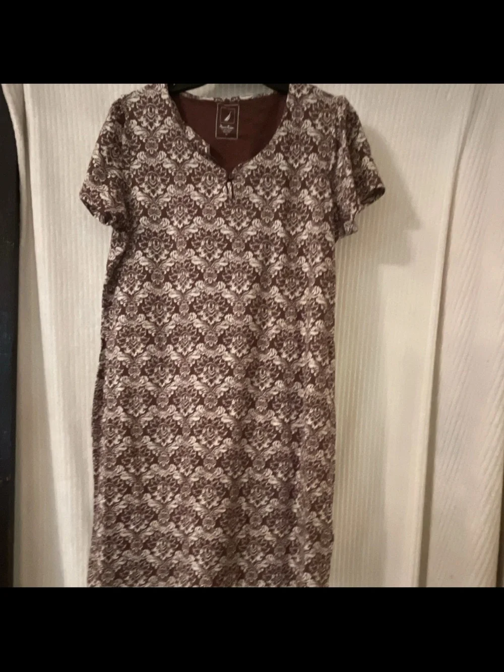 XL Náutica Casual Brown Patterned Short-Sleeve sleepwear women vintage retro